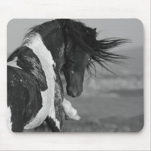 Zwart-witstaren Wild Horse Mousepad Muismat