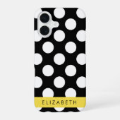 Zwart-witstippen, Gestippeld, Uw naam iPhone 16 Hoesje (Achterkant)