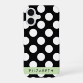 Zwart-witstippen, Gestippeld, Uw naam iPhone 16 Hoesje (Achterkant)