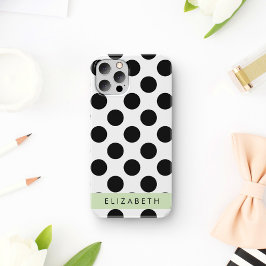Zwart-witstippen, Gestippeld, Uw naam iPhone 16 Hoesje