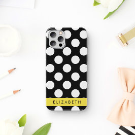 Zwart-witstippen, Gestippeld, Uw naam iPhone 16 Hoesje