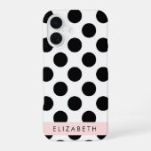 Zwart-witstippen, Gestippeld, Uw naam iPhone 16 Hoesje (Achterkant)