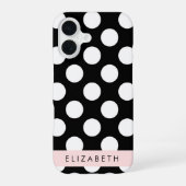 Zwart-witstippen, Gestippeld, Uw naam iPhone 16 Hoesje (Achterkant)