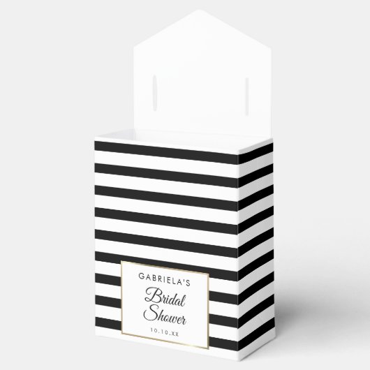 Zwart-witstreep elegant Gold-Vrijgezellenfeest Bedankdoosjes (Geopend)
