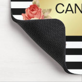 Zwart-witstreep en goud met  Rozen Muismat (Hoek)