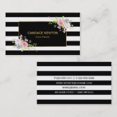 Zwart-witstreep met Rozen voor Gold en Waterverf Visitekaartje (Voorkant / Achterkant)