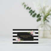 Zwart-witstreep met Rozen voor Gold en Waterverf Visitekaartje (Staand voorkant)
