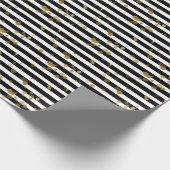 Zwart-witstrepen met Gold Wrapping-papier Cadeaupapier (Hoek)