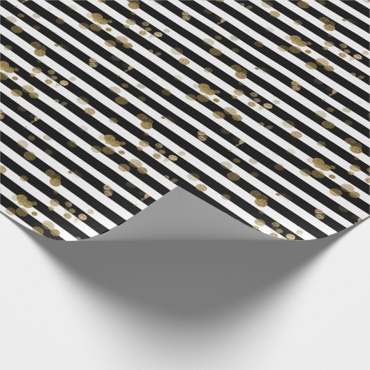 Zwart-witstrepen met Gold Wrapping-papier Cadeaupapier (Hoek)
