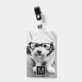 Zwart Witte 1 Foto Collage Aangepaste Monogram Badge (Voorzijde met clip)