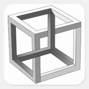 Zwart-witte 3D kubus abstract geometrisch Vierkante Sticker