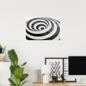 Zwart-witte 3D spirale bedrog Hypnotisch Poster (Thuiskantoor)