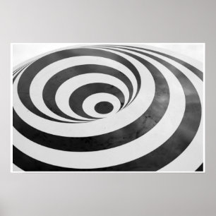 Zwart-witte 3D spirale bedrog Hypnotisch Poster