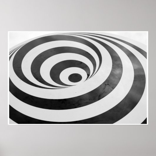 Zwart-witte 3D spirale bedrog Hypnotisch Poster (Voorkant)
