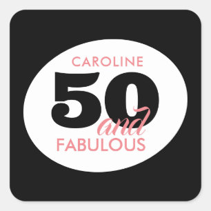 Zwart Witte 50e Verjaardag Favor Sticker