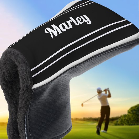 Zwart-witte, aangepaste Golfersport Monogram zwart Golfheadcover