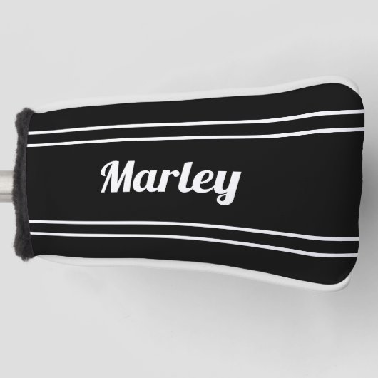 Zwart-witte, aangepaste Golfersport Monogram zwart Golfheadcover (Voorkant)