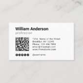 Zwart Witte Aangepaste Logo QR Code Sociale Media  Visitekaartje (Achterkant)