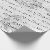 Zwart Witte Aangepaste Prettig Kerstmis Script Blo Cadeaupapier (Hoek)