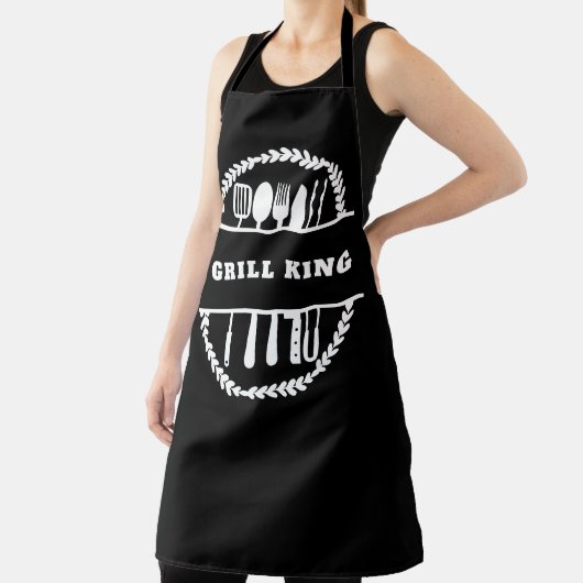 Zwart-witte aangepaste tekst Papa koken Chef Schort (Insitu)