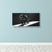 Zwart-Witte Aap Canvas Afdruk (Insitu (Houten vloer))