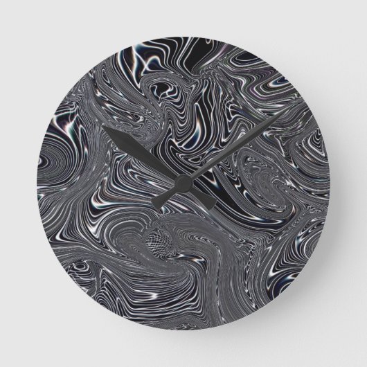 Zwart-witte abstracte digitale kunst ronde klok (Voorkant)
