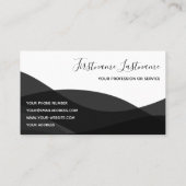 Zwart-witte abstracte golven calligrafie visitekaartje (Achterkant)