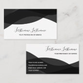 Zwart-witte abstracte golven calligrafie visitekaartje (Voorkant / Achterkant)