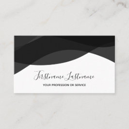 Zwart-witte abstracte golven calligrafie visitekaartje