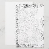 Zwart-witte abstracte lente bloemen briefpapier (Voorkant / Achterkant)