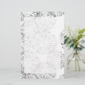 Zwart-witte abstracte lente bloemen briefpapier (Staand voorkant)
