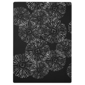Zwart-witte abstracte lente bloemen klembord (Achterkant)