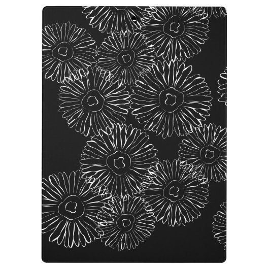 Zwart-witte abstracte lente bloemen klembord (Achterkant)