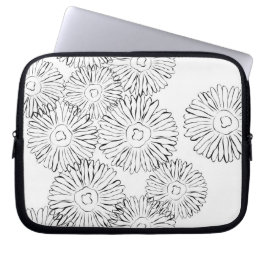 Zwart-witte abstracte lente bloemen laptop sleeve