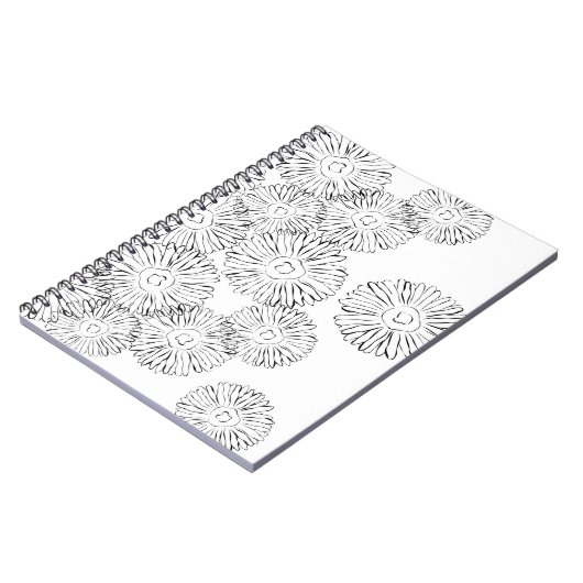 Zwart-witte abstracte lente bloemen notitieboek (Linkerzijde)