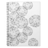 Zwart-witte abstracte lente bloemen notitieboek (Voorkant)