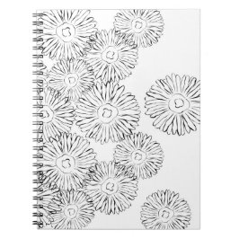 Zwart-witte abstracte lente bloemen notitieboek