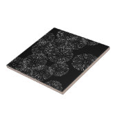 Zwart-witte abstracte lente bloemen tegeltje (Zijkant)