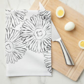 Zwart-witte abstracte lente bloemen theedoek (Quarter Fold)