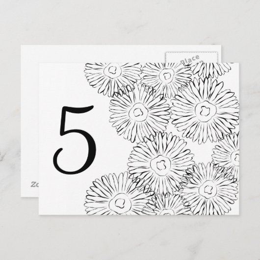 Zwart-witte abstracte lentebloemen briefkaart (Voorkant / Achterkant)