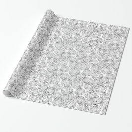 Zwart-witte abstracte lentebloemen cadeaupapier