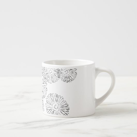 Zwart-witte abstracte lentebloemen espresso kop (Rechts)