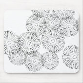 Zwart-witte abstracte lentebloemen muismat (Voorkant)