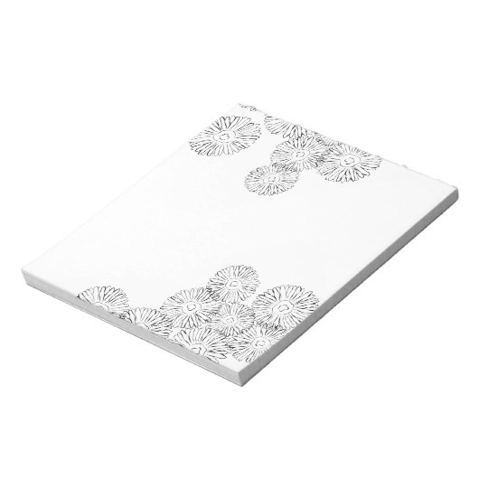 Zwart-witte abstracte lentebloemen notitieblok (Linkerzijde)
