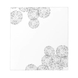 Zwart-witte abstracte lentebloemen notitieblok