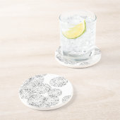 Zwart-witte abstracte lentebloemen zandsteen onderzetter (Zijkant)