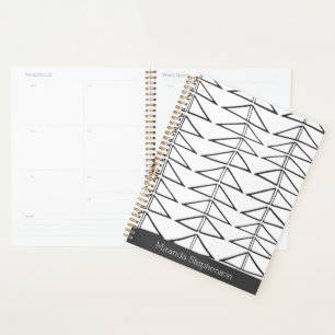 Zwart-witte Abstracte Lijnen Aangepaste vormen Planner