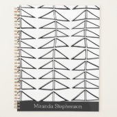 Zwart-witte Abstracte Lijnen Aangepaste vormen Planner (Voorkant)