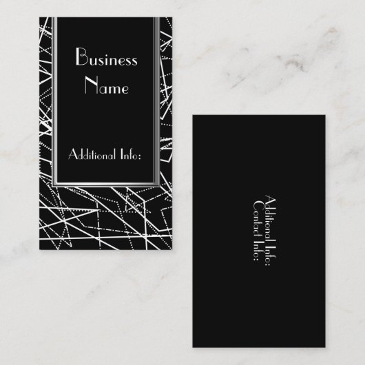 Zwart-witte Abstracte lijnen Visitekaartje 2 (Voorkant / Achterkant)