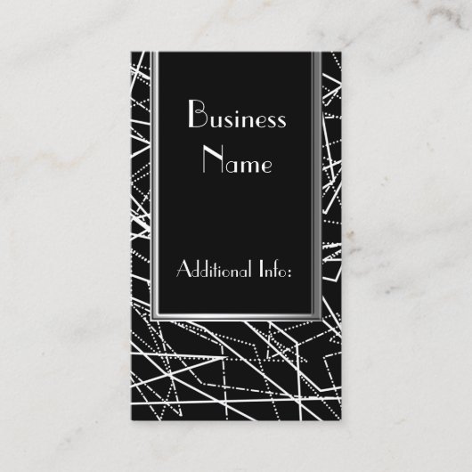 Zwart-witte Abstracte lijnen Visitekaartje 2 (Voorkant)